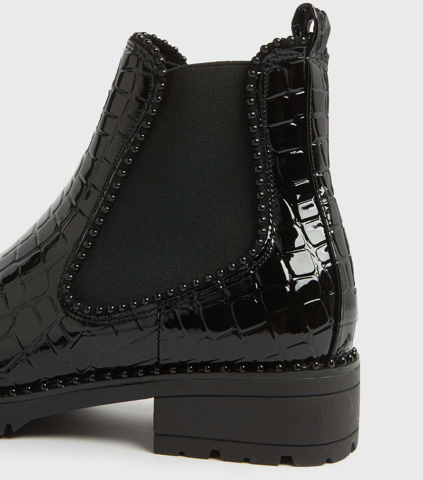 Black Patent Faux Croc Chelsea Boots Image 3