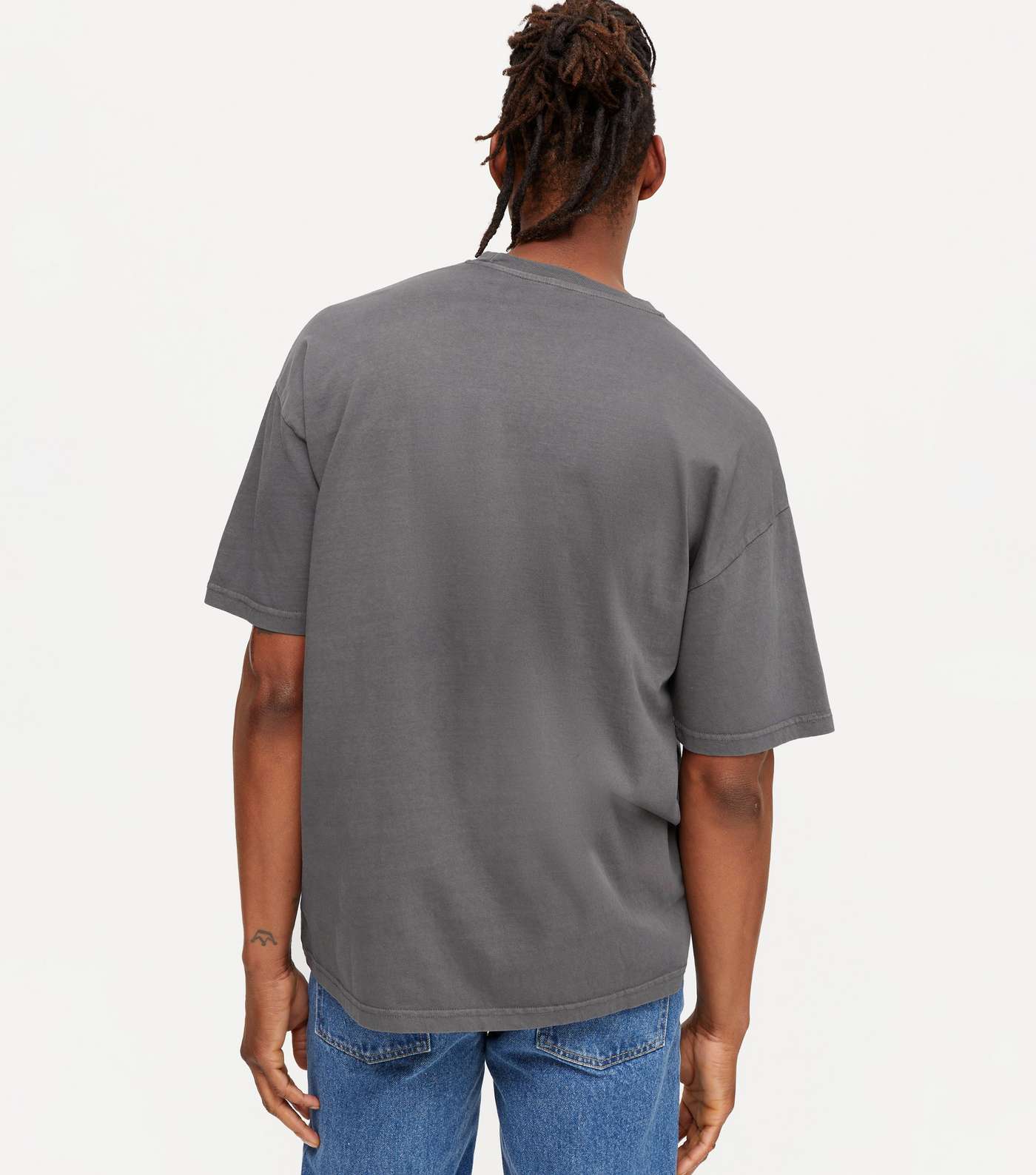 Dark Grey Pocket Front Oversized T-Shirt Image 4