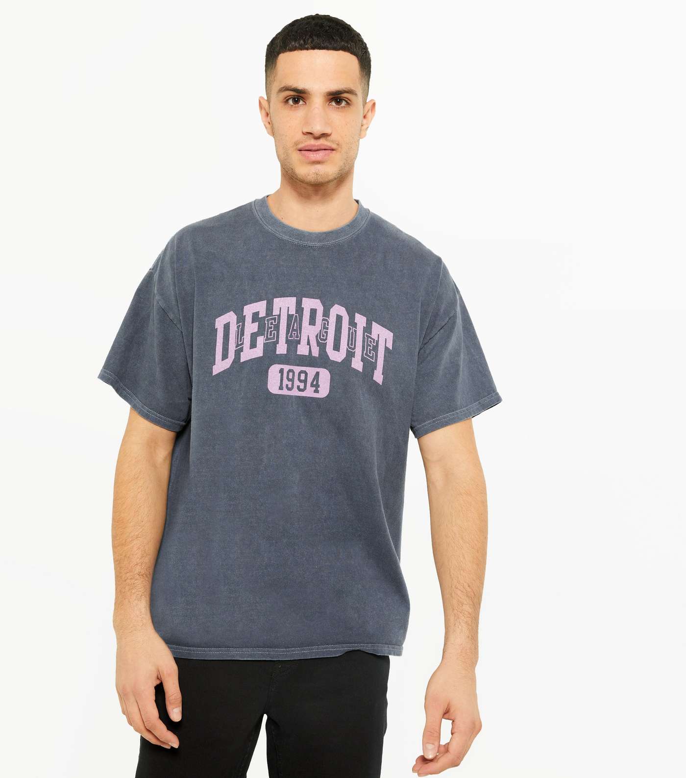 Dark Grey Overdyed Detroit Varsity Logo T-Shirt