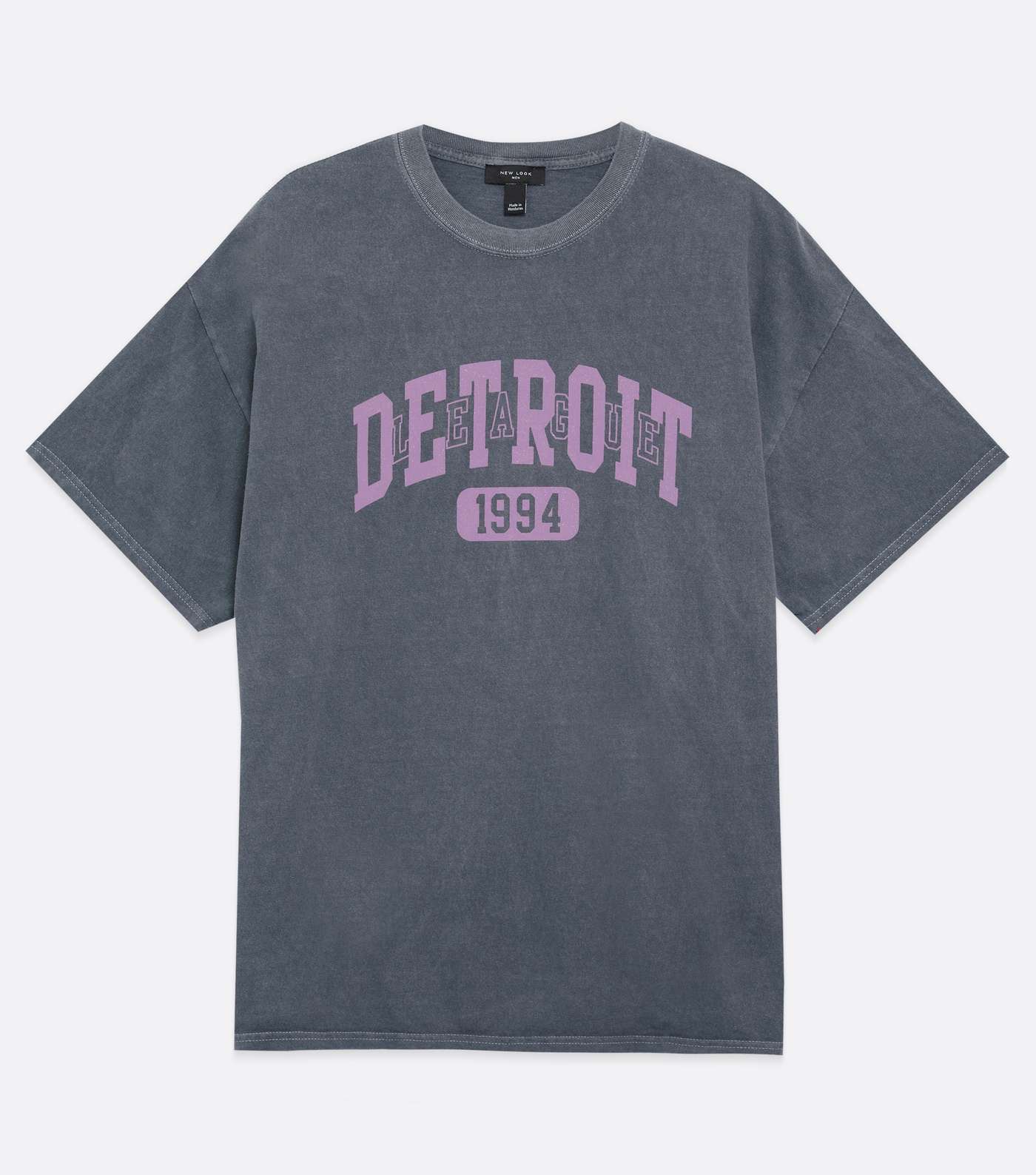 Dark Grey Overdyed Detroit Varsity Logo T-Shirt Image 5