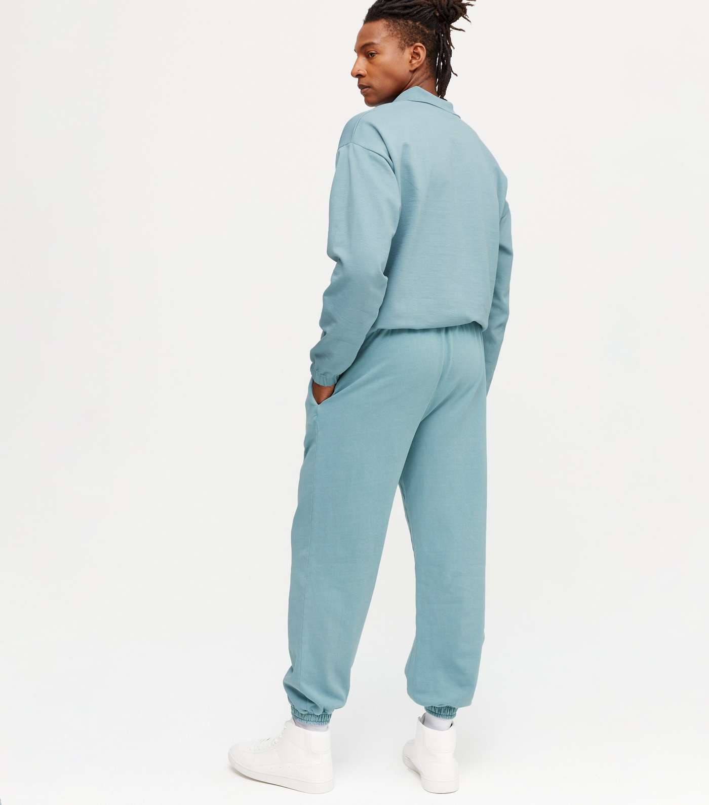 Blue Cuffed Relaxed Fit Joggers Image 4