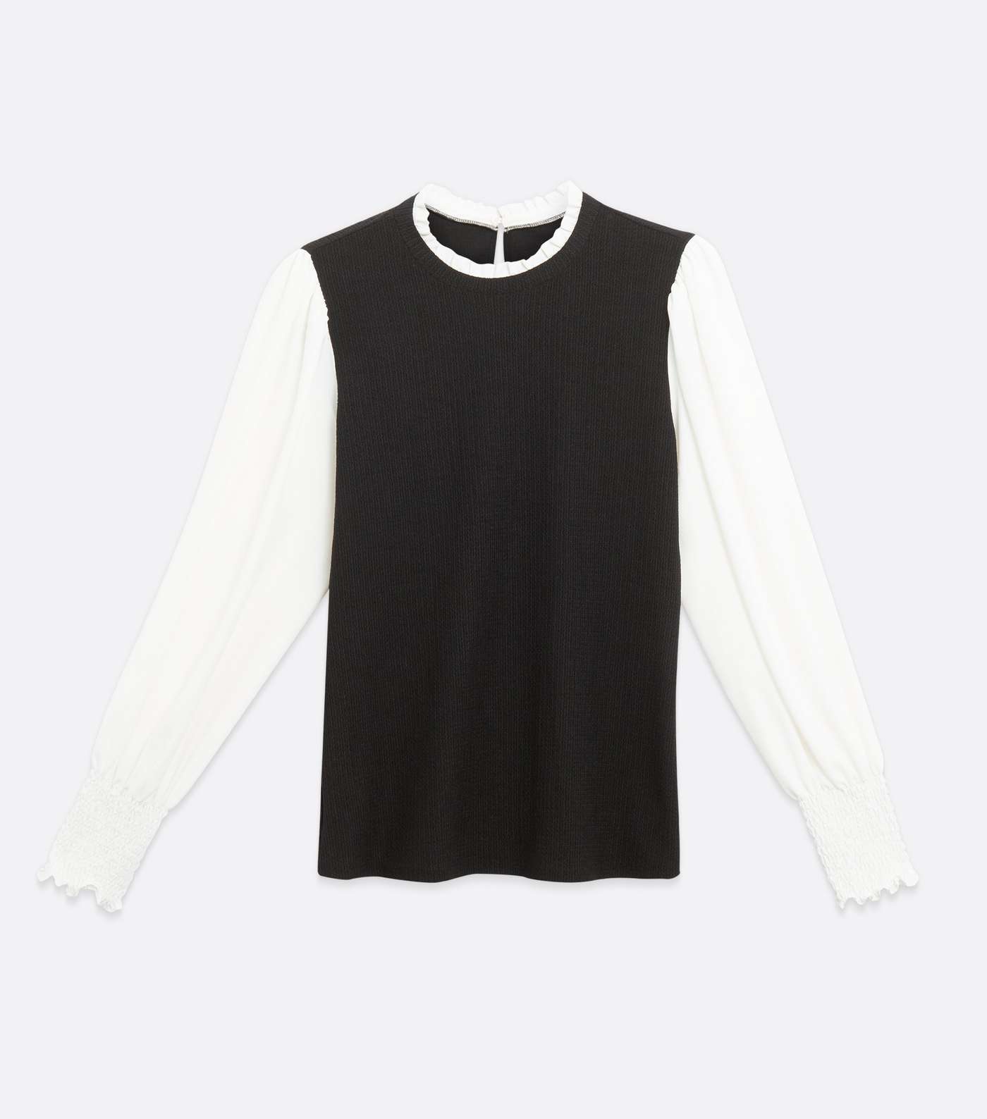 Black Contrast Puff Sleeve Top  Image 4