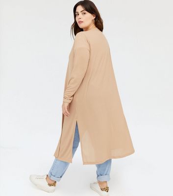 camel midi cardigan