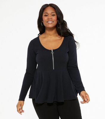 new look black peplum top