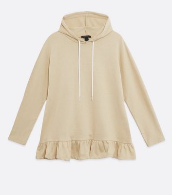 Camel Long Frill Hem Hoodie