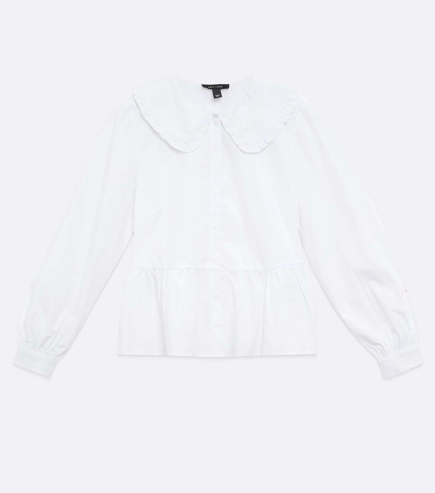 White Frill Collar Peplum Shirt Image 5