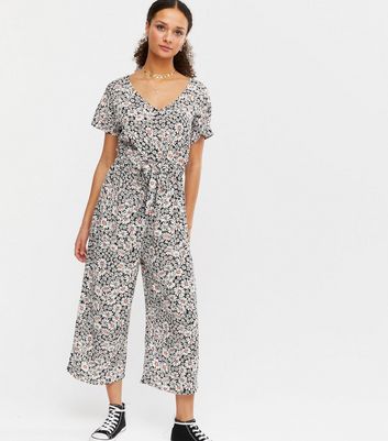 New look sales black floral jumpsuit