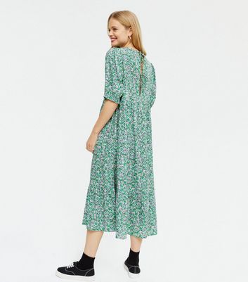 new look midi poplin smock dress in blue