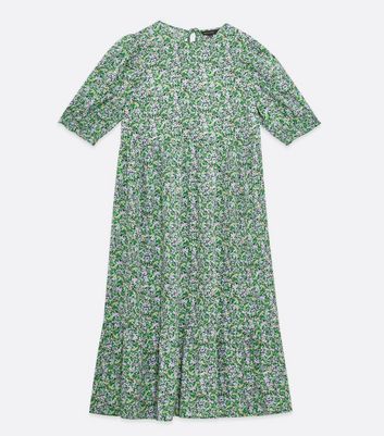 new look midi poplin smock dress in blue