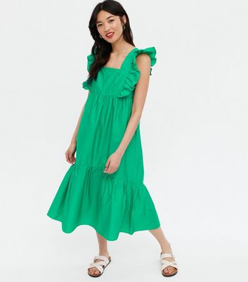 square neck frill dress