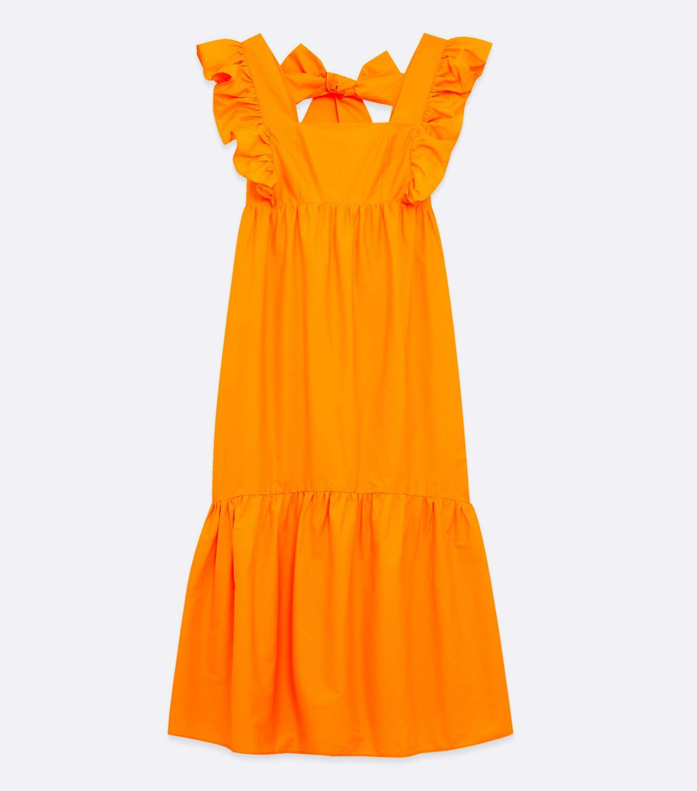 Orange Square Neck Frill Tiered Midi Smock Dress Image 5