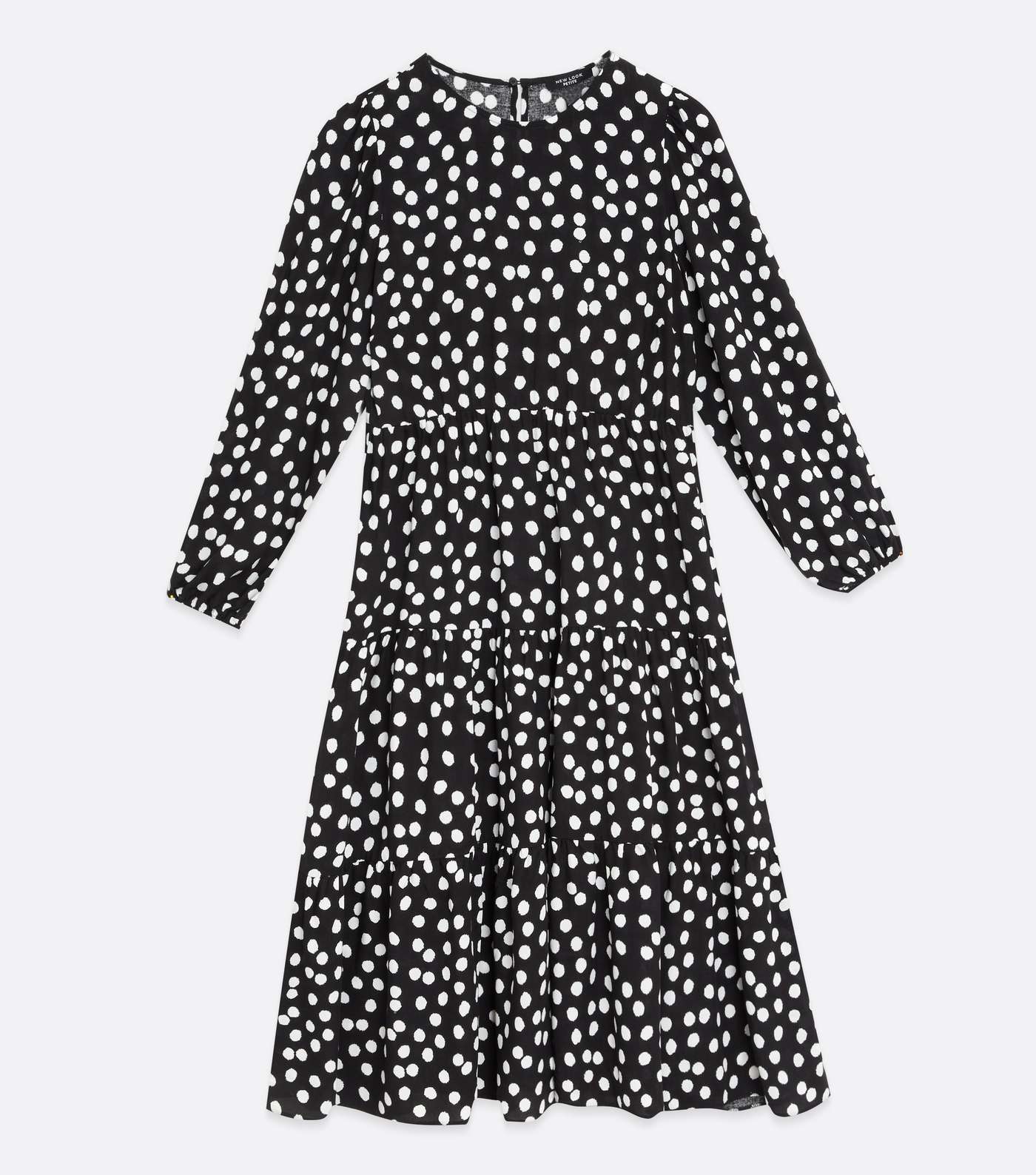 Petite Black Spot Tiered Smock Midi Dress Image 4