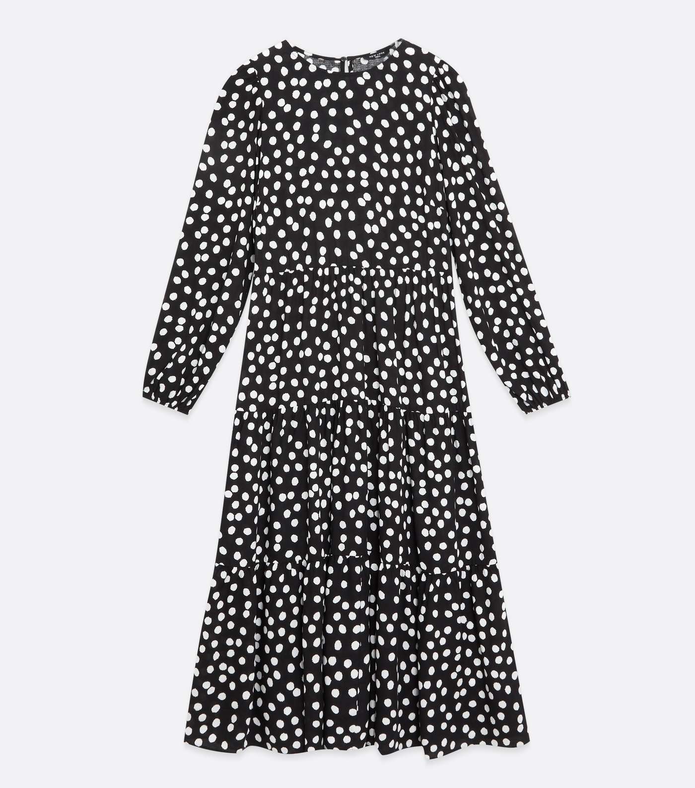 Tall Black Spot Tiered Smock Midi Dress Image 5