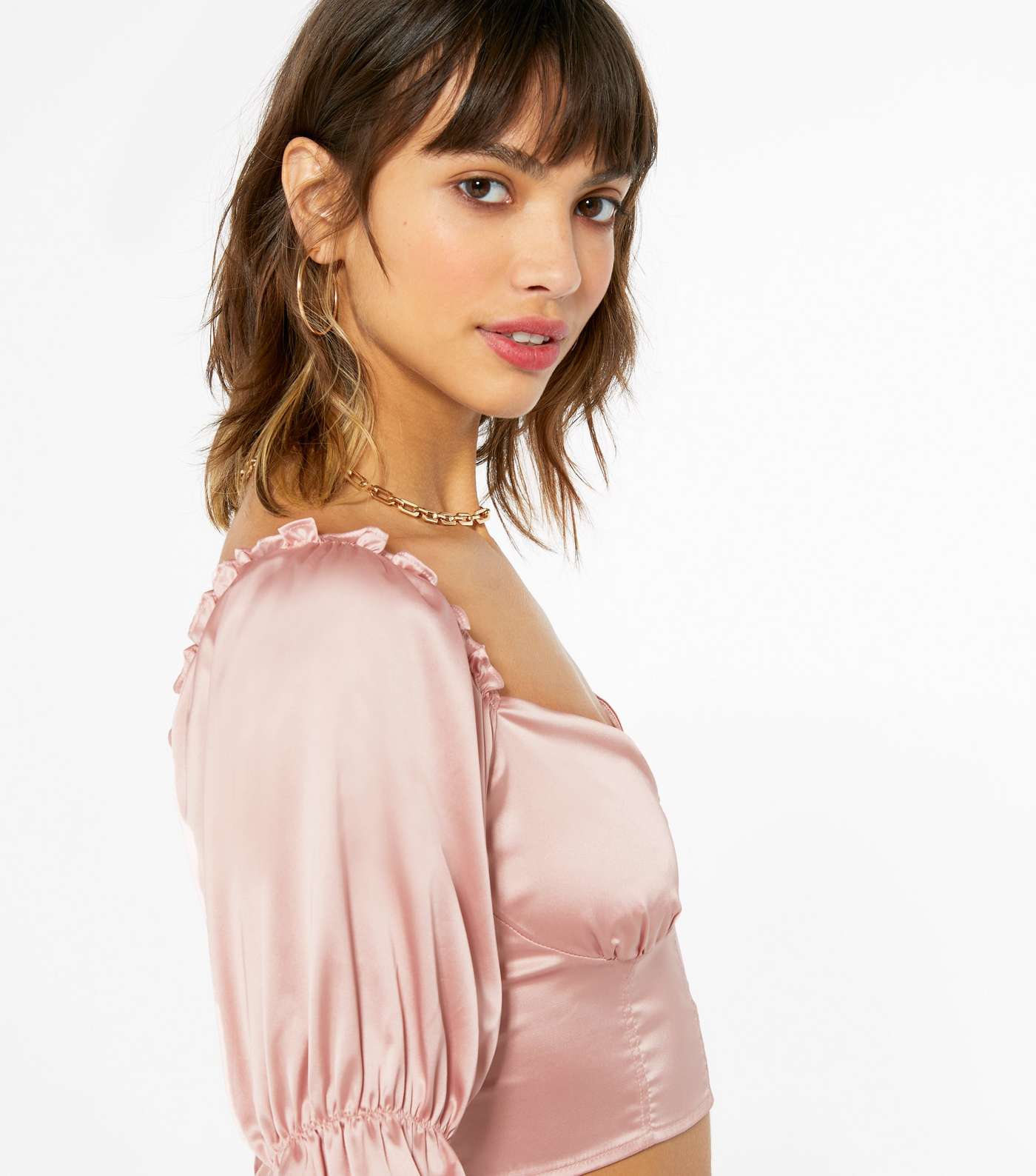 Urban Bliss Pale Pink Satin Puff Sleeve Blouse Image 4