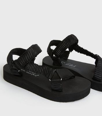 shop for Black Ruched Strap Chunky Sandals New Look Vegan at Shopo