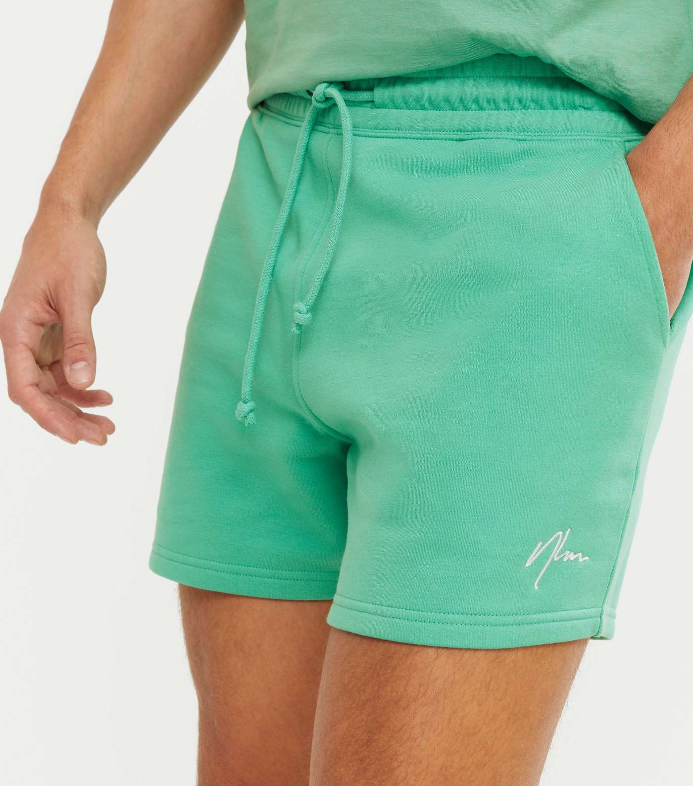 Green NLM Embroidered Short Length Shorts Image 3