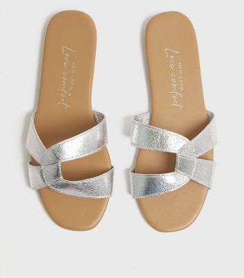 Womens fashion silver sliders