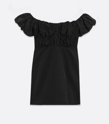 Image of Urban Bliss Black Ruched Bardot Mini Dress New Look