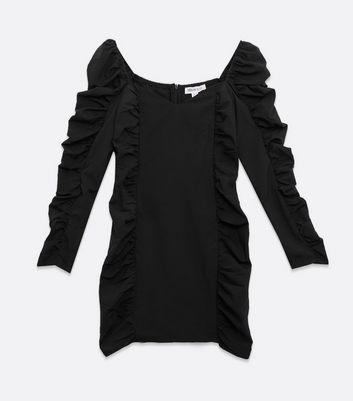 Image of Urban Bliss Black Ruched Sleeve Mini Dress New Look