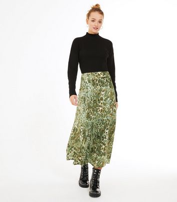 grey leopard maxi skirt