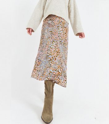 Damen Bekleidung Zibi London Pink Leopard Print Satin Maxi Skirt