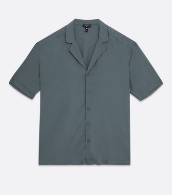 Grey Deep V Neck Short Sleeve Shirt | New Look