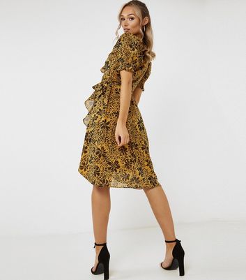 Mustard animal clearance print dress