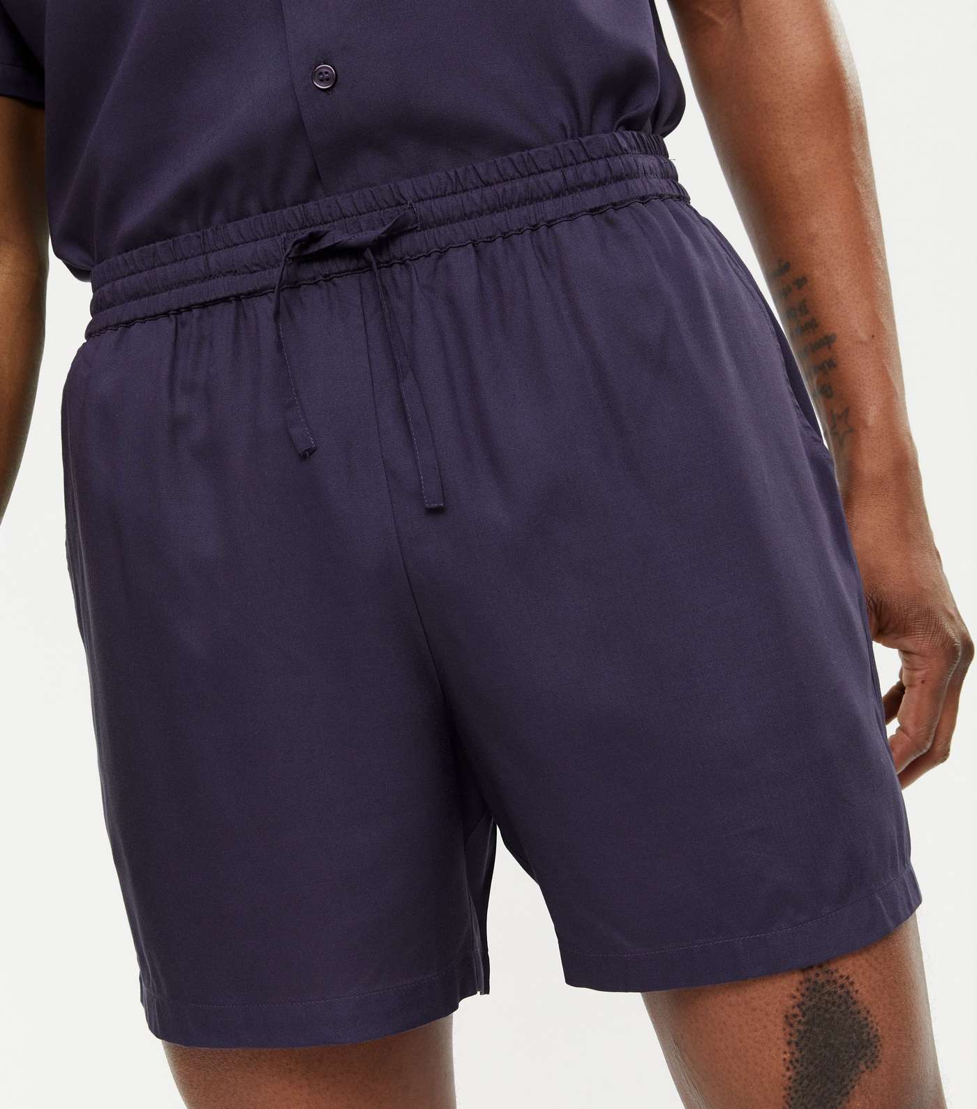 Navy Woven Shorts  Image 3