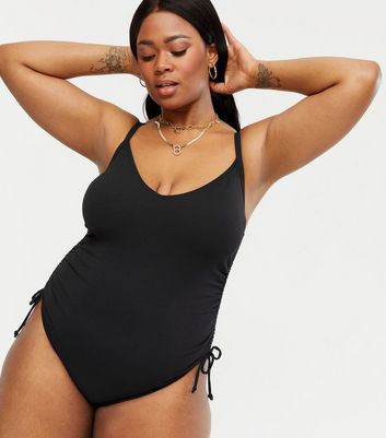 Black ruched swimsuit Clearance