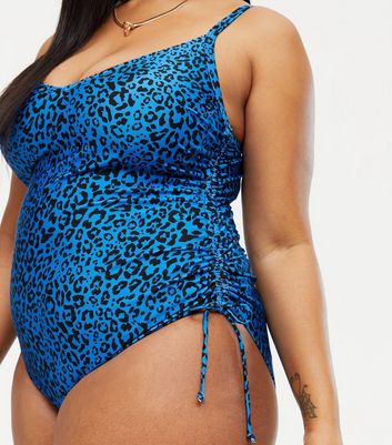 Buy SOSANDAR Blue Animal Body Sculpting Ruched Detail Swimsuit 18, Swimsuits