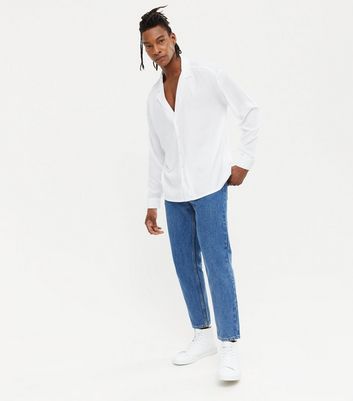 White Revere Collar Long Sleeve Shirt 