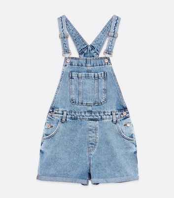 Blue Denim Short Dungarees | New Look
