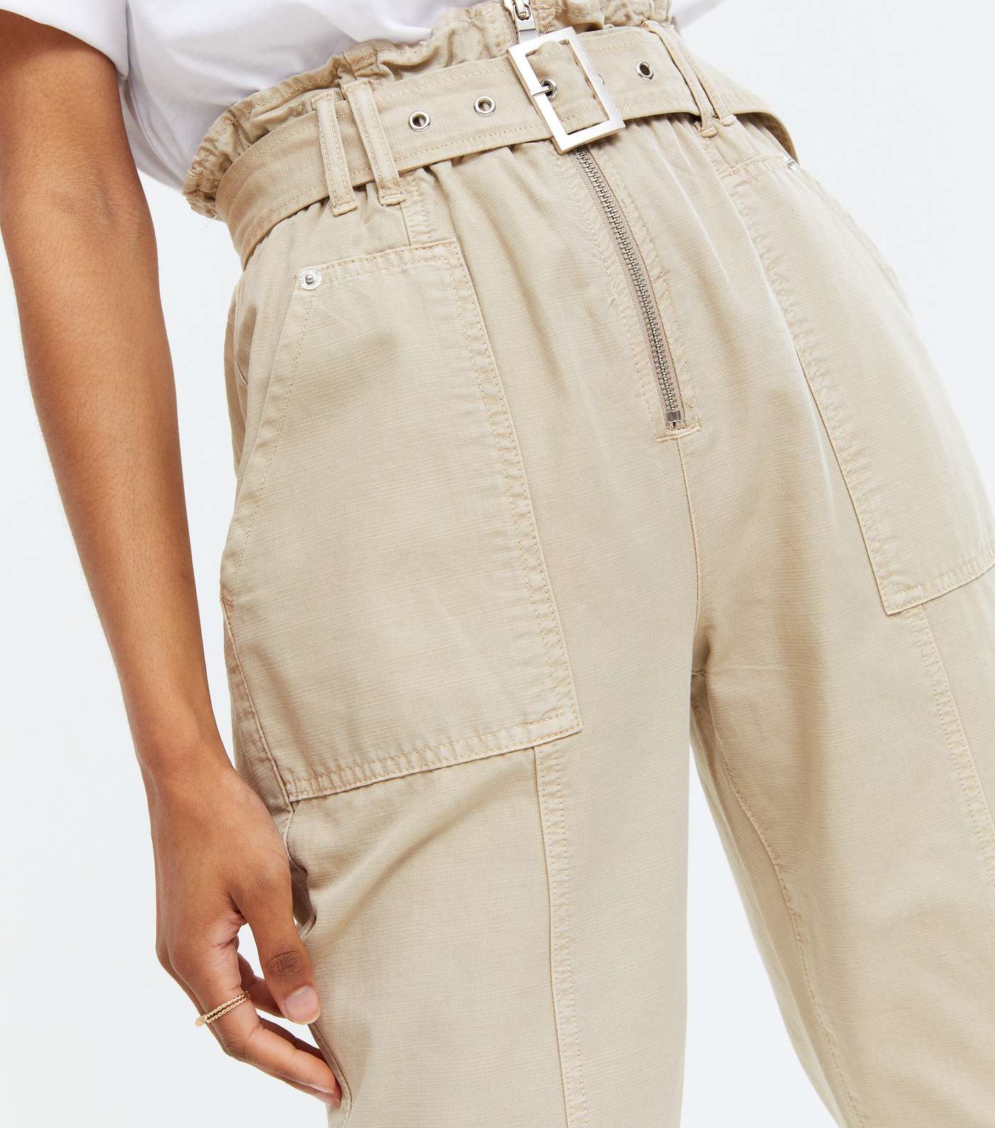 Stone Belted Zip Waist Trousers Image 3