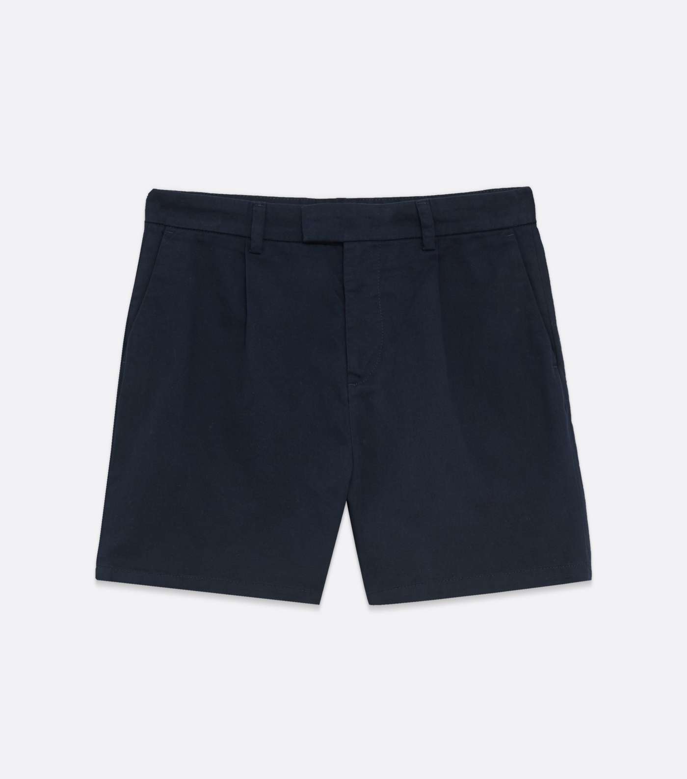 Navy Pleated Chino Shorts Image 5