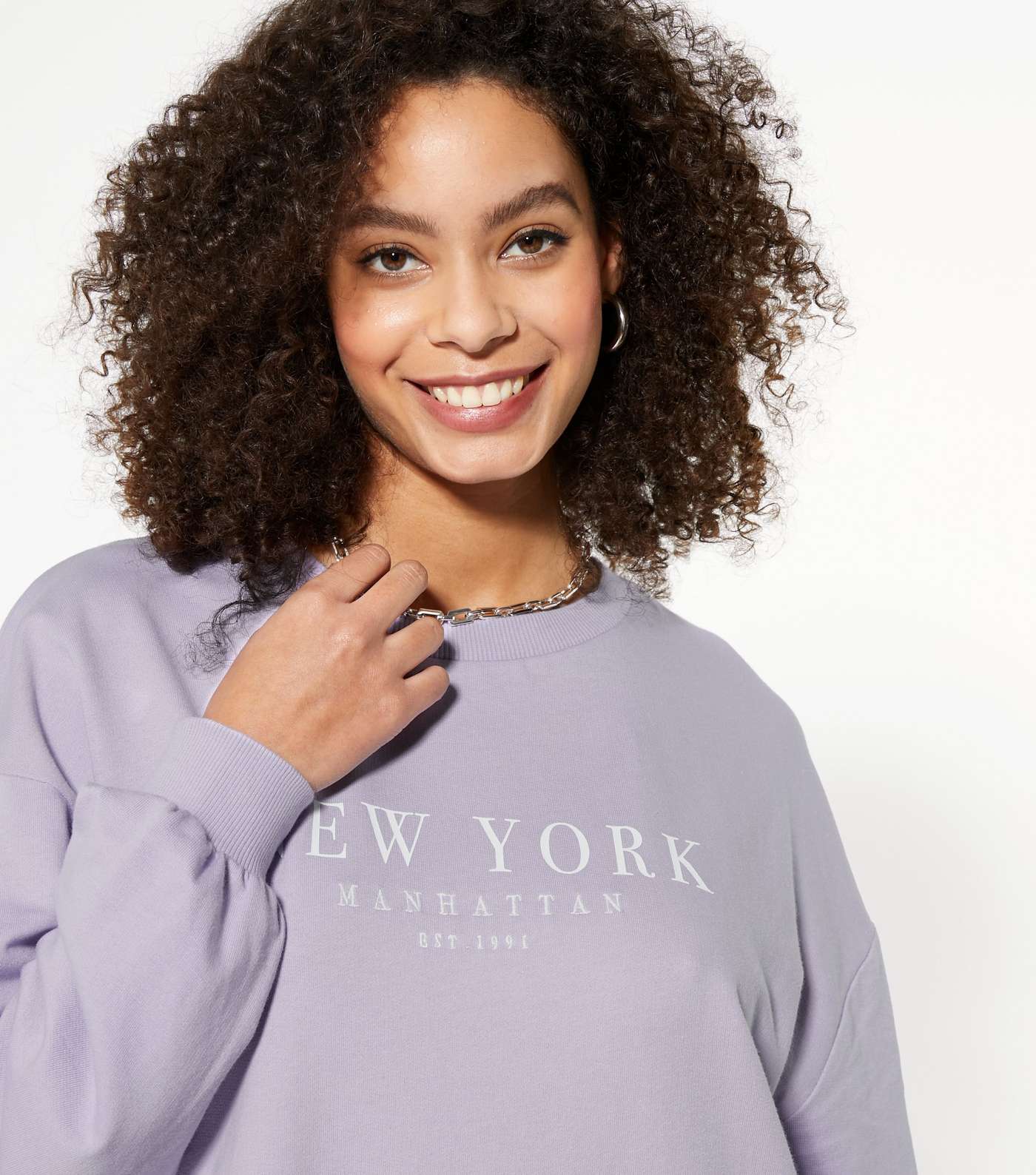 Lilac New York Embroidered Sweatshirt Dress Image 4