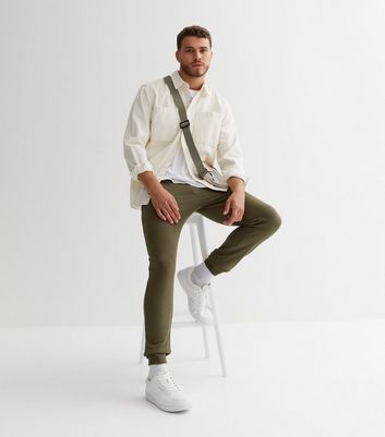 Khaki Jersey Cuffed Leg Joggers New Look