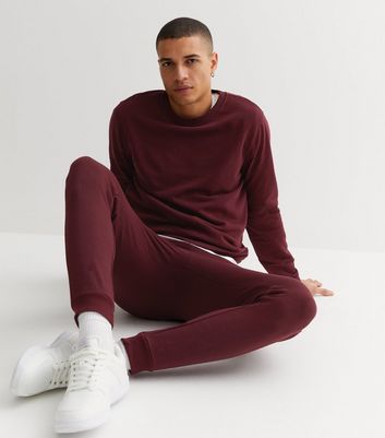 Burgundy joggers sales