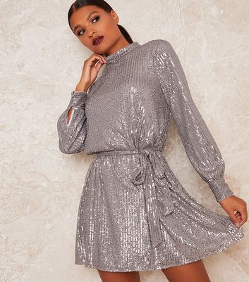 sequin tie dress