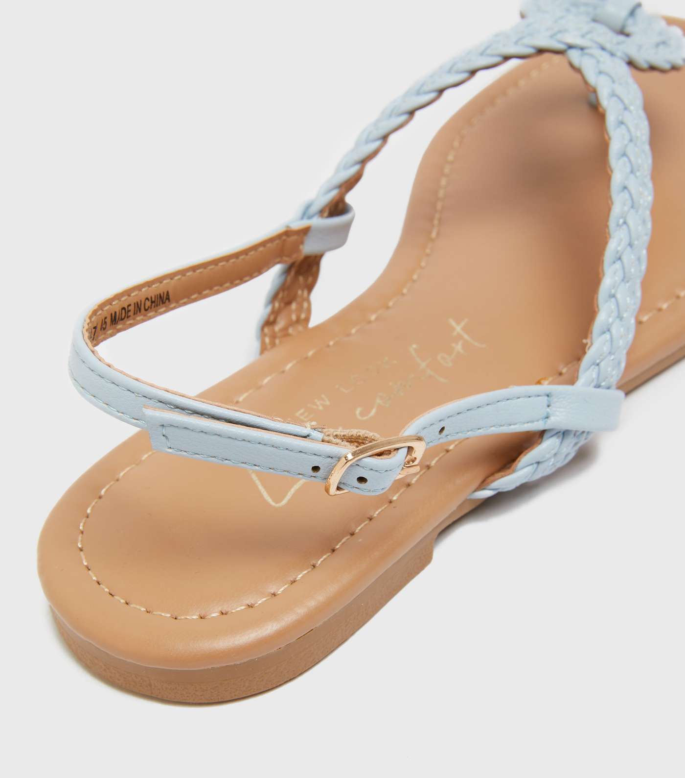 Girls Pale Blue Plait Strap Sandals Image 4