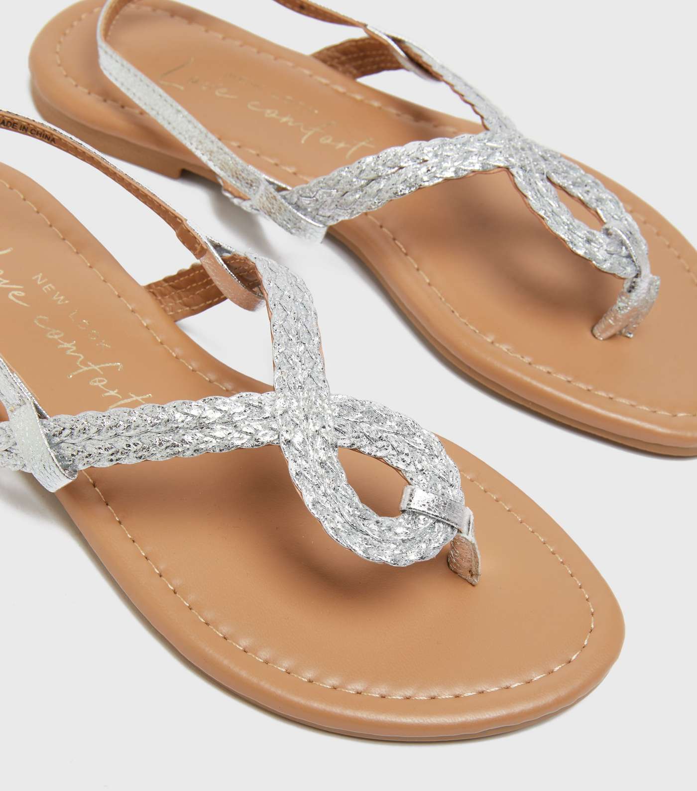 Girls Silver Plait Strap Sandals Image 3