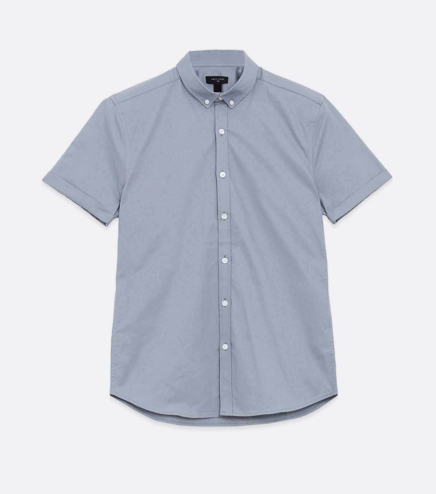 Pale Grey Short Sleeve Muscle Fit Oxford Shirt Image 5