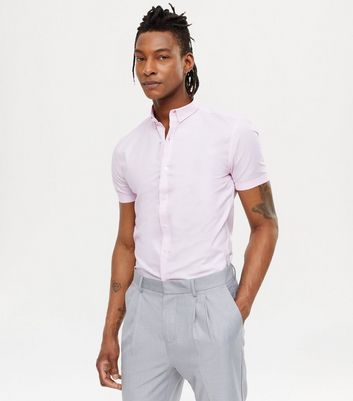 Pink Short Sleeve Muscle Fit Oxford 