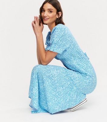Ruched Puff Sleeve Midi Dress 