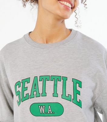 Grey Seattle Varsity Logo Sweatshirt New Look