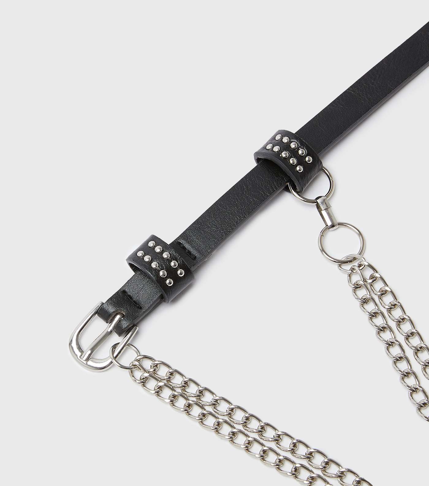 Girls Black Leather-Look Drape Chain Belt Image 3