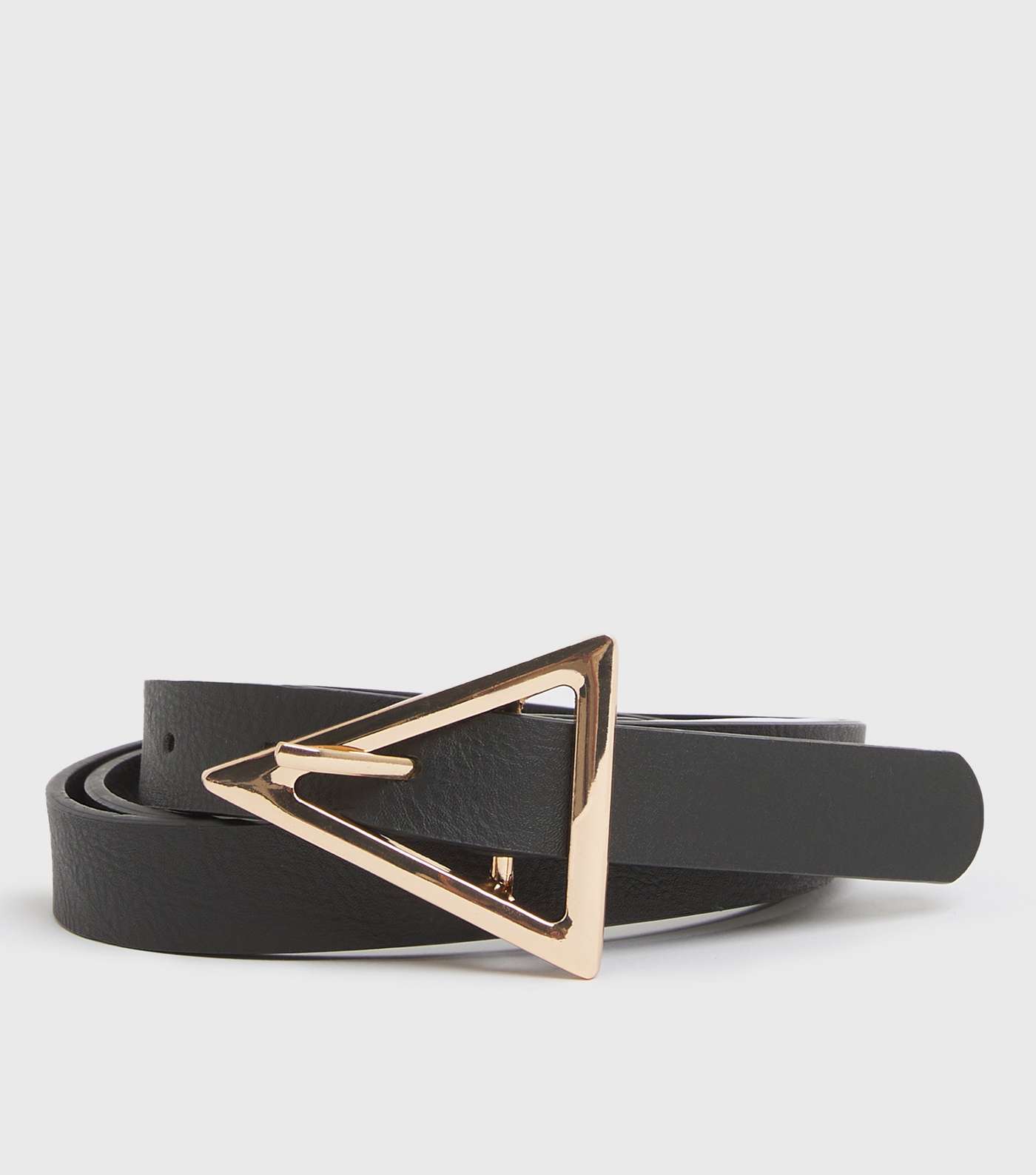 Black Leather-Look Triangle Buckle Belt