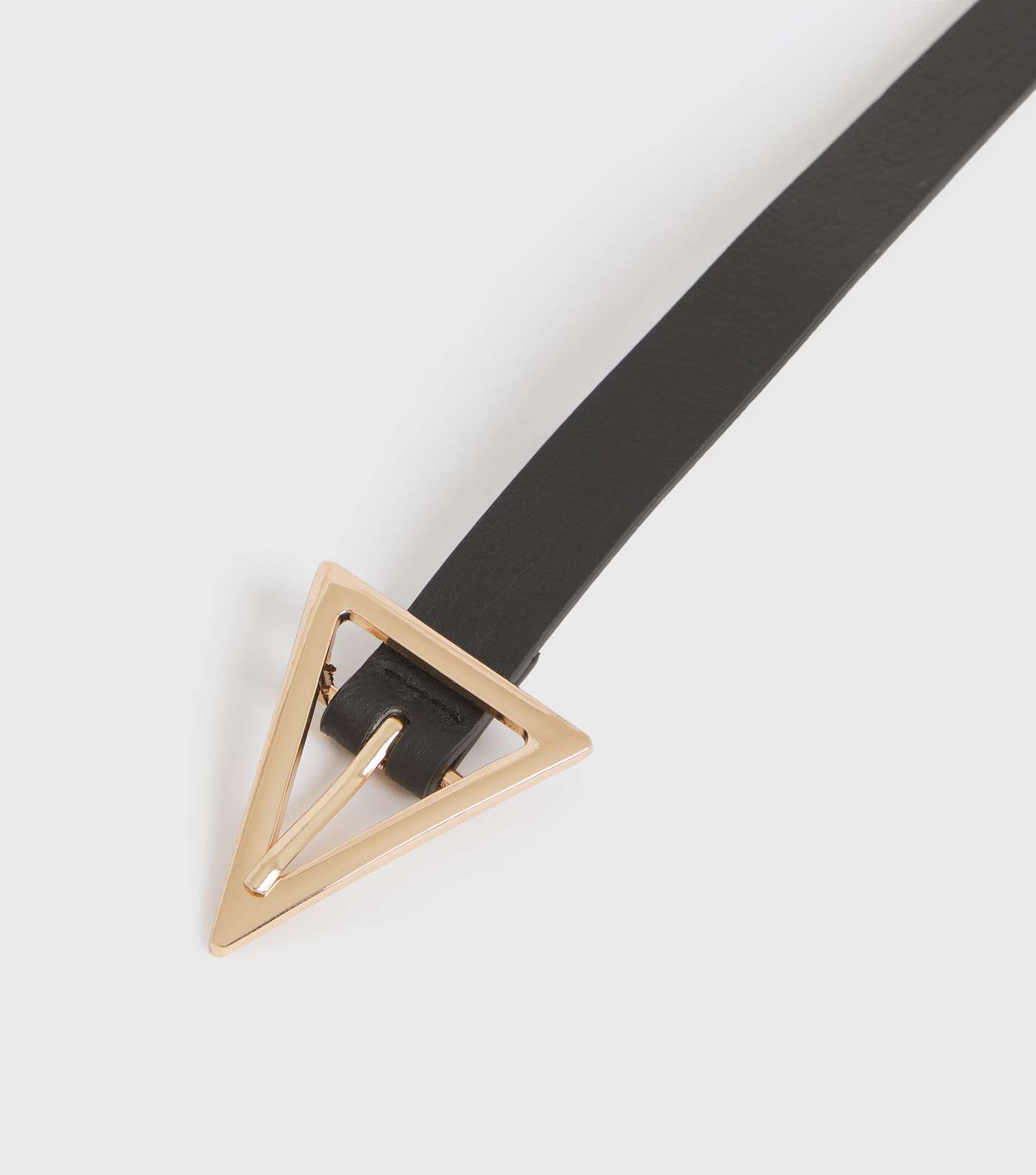 Black Leather-Look Triangle Buckle Belt Image 3
