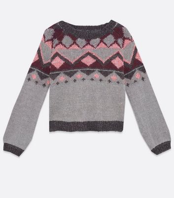 Sunshine Soul Light Grey Chevron Jumper 