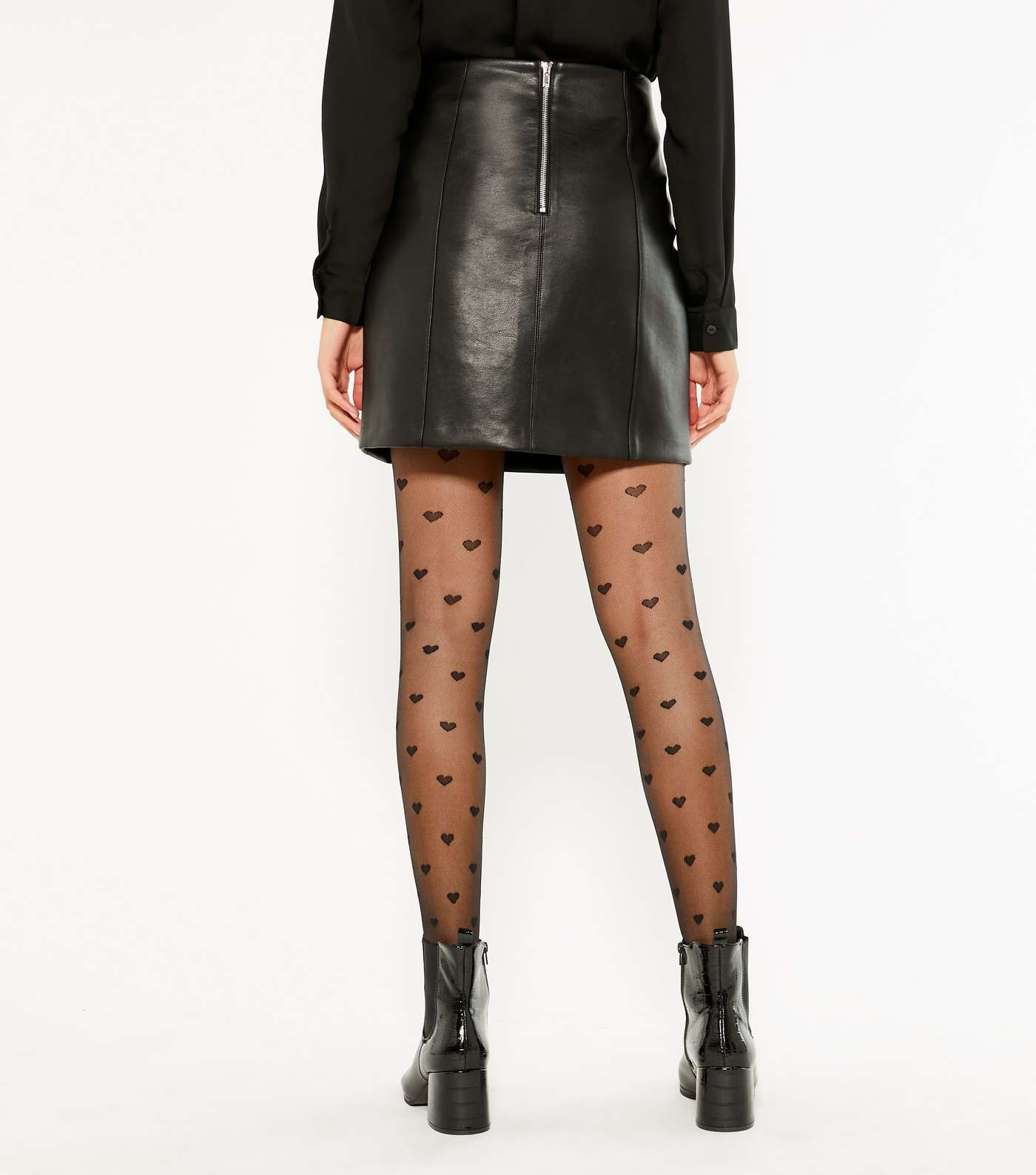 Tall Black Leather-Look Mini Skirt Image 3