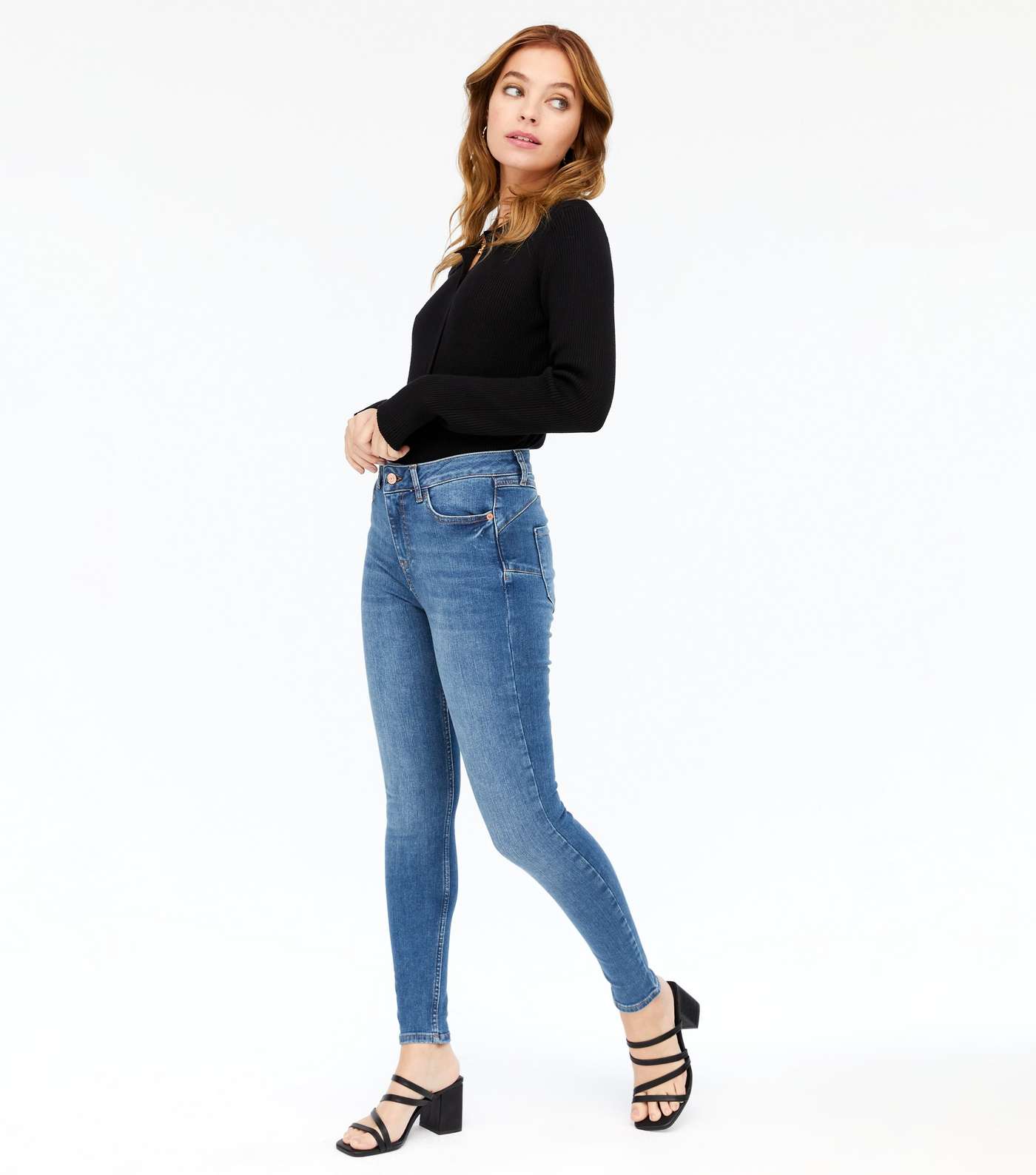Petite Blue Mid Wash 'Lift & Shape' Jenna Skinny Jeans